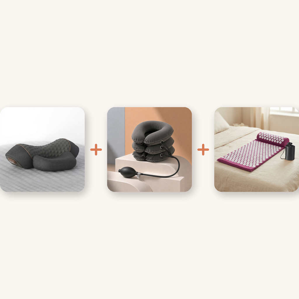 Total Neck and Back Relief Kit — massager, traction collar, acupressure mat