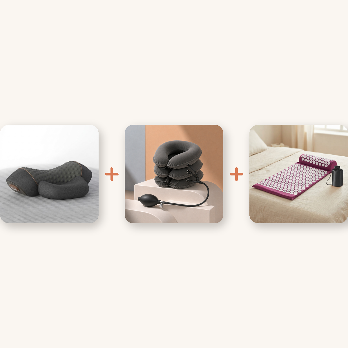 Total Neck and Back Relief Kit — massager, traction collar, acupressure mat